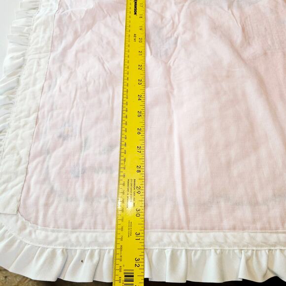 Vintage Quilted Embroidered Kitschy Baby Blanket 42x33" Pastels Bunnies Cottage - Picture 4 of 6